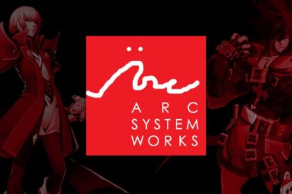 Imagem mostra um banner da desenvolvedora Arc System Works em cor vermelho